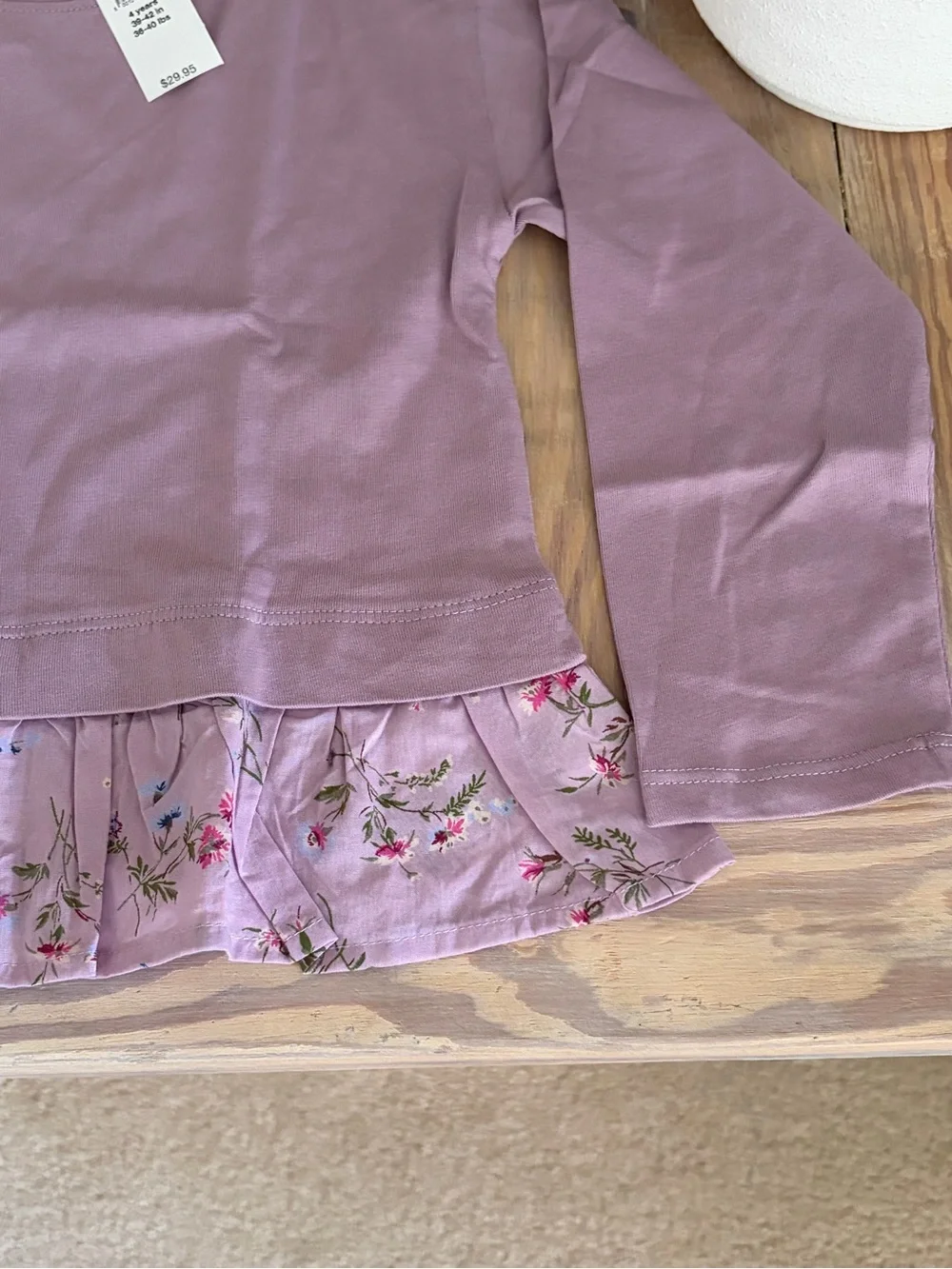 GAP Lavender Long Sleeve Top with Floral Ruffle Hem 💜